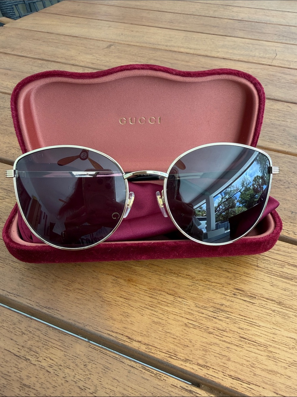Gold Frame Sunglasses with Black Lenses for Women